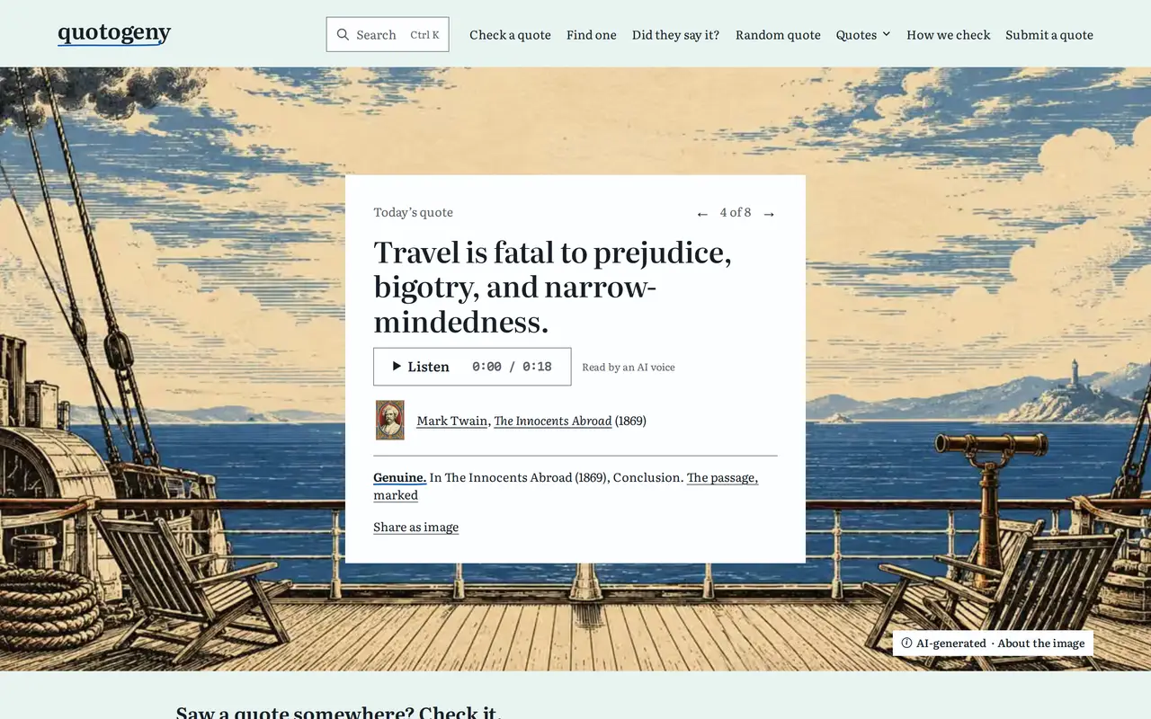 The Quotogeny home page, as it looked when this page was built.